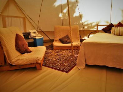 Dorset Country Holidays - family glamping - Bell tent glamping interior Bell tent glamping holiday - glamping dorset - glamping uk, yurt glamping - glamping uk