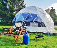 Geodesic Dome Glamping (2015) dorset glampsite, yurt glamping, glamping uk