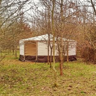 A Yurt at Woodland Escape glamping in Somerset
